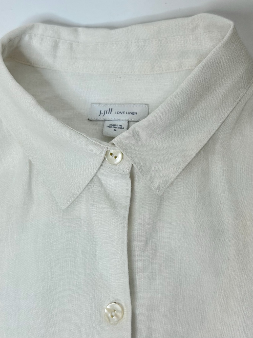 J. Jill White Love 100% Linen Button-Up Long Sleeve Shirt | Size M lagenlook - Picture 8 of 13